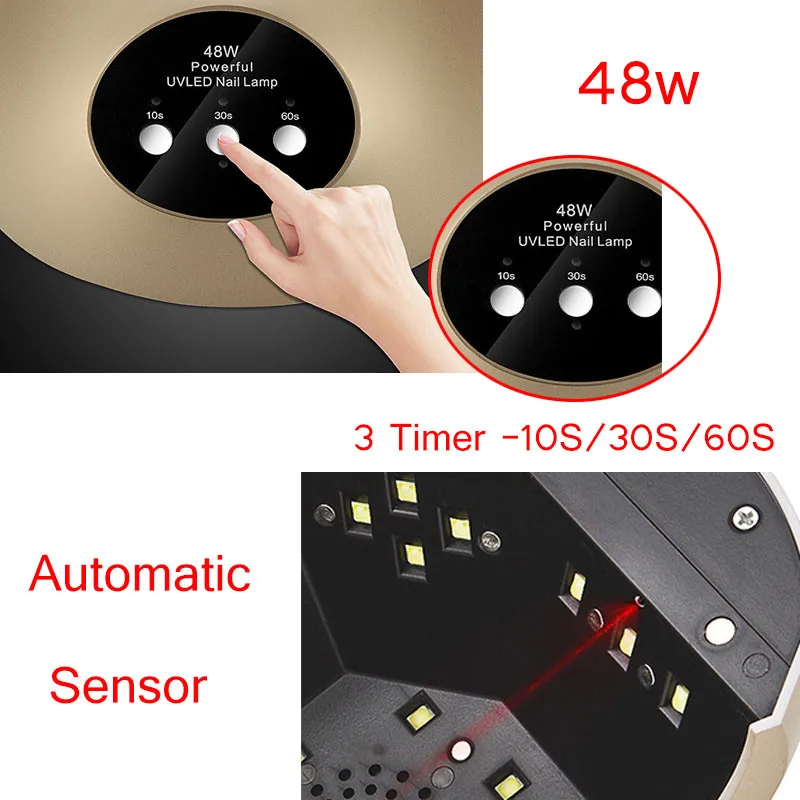 

48W LED UV Nail Dryer Lamp Automatic Sensor Nail Dryer UV Lamp Pro US/EU Plug Manicure Tools