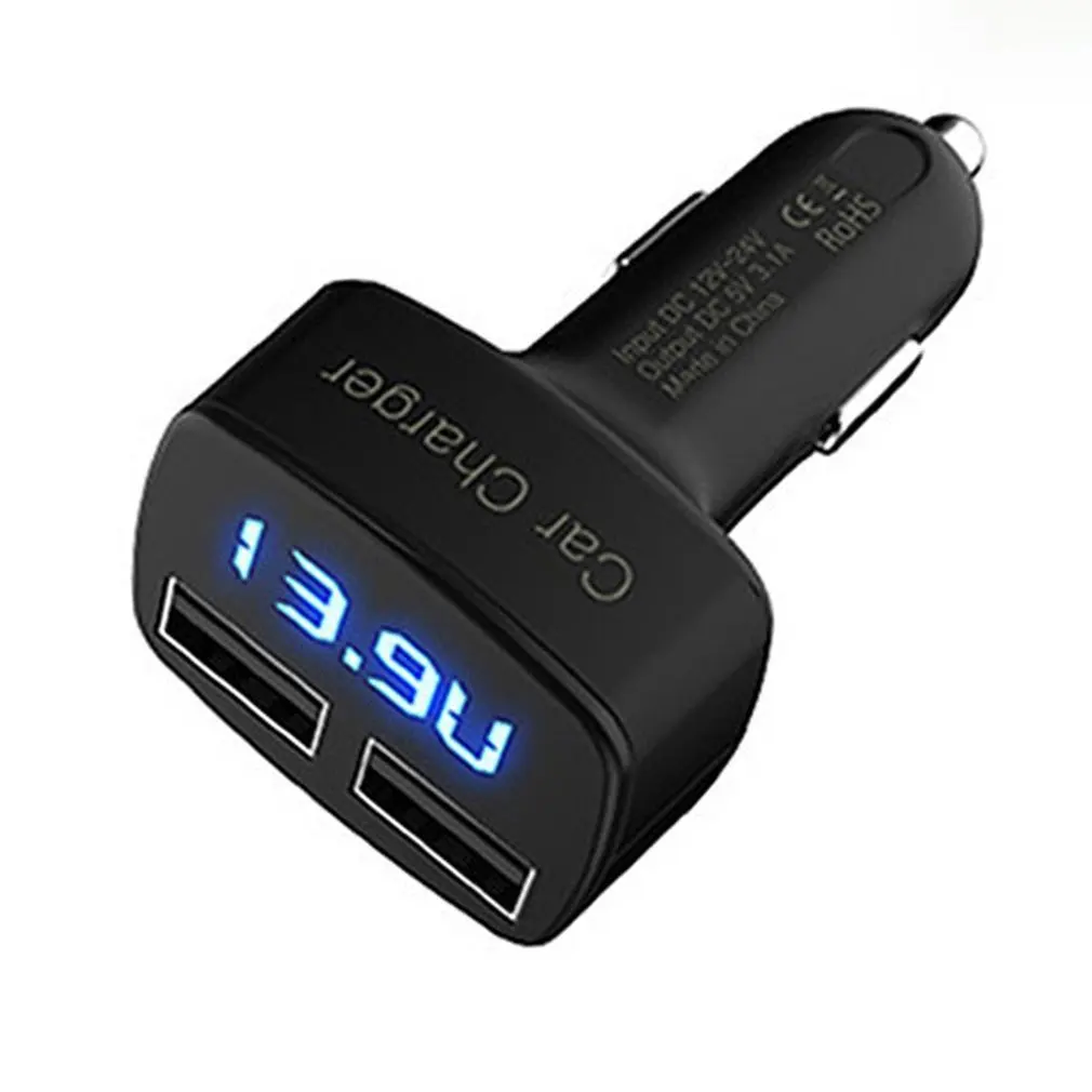 

New 4-in-1 Dual USB Car Charger Digital LED Display DC 5V 3.1A Universal Adapter With Voltage Temperature Current Meter Tester