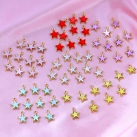 multicolor acrylic enamel small stars charms pendant sweet alloy pendant 10pcs wholesale for diy jewelry handmade accessories