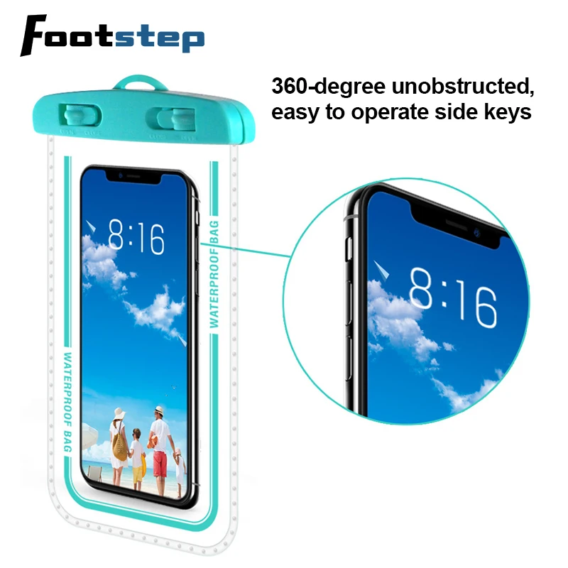 Waterproof Phone Pouch Drift Diving Swimming Bag Underwater Dry Bag Case Cover For Phone Water Sports Beach Pool Skiing 7.2 inch