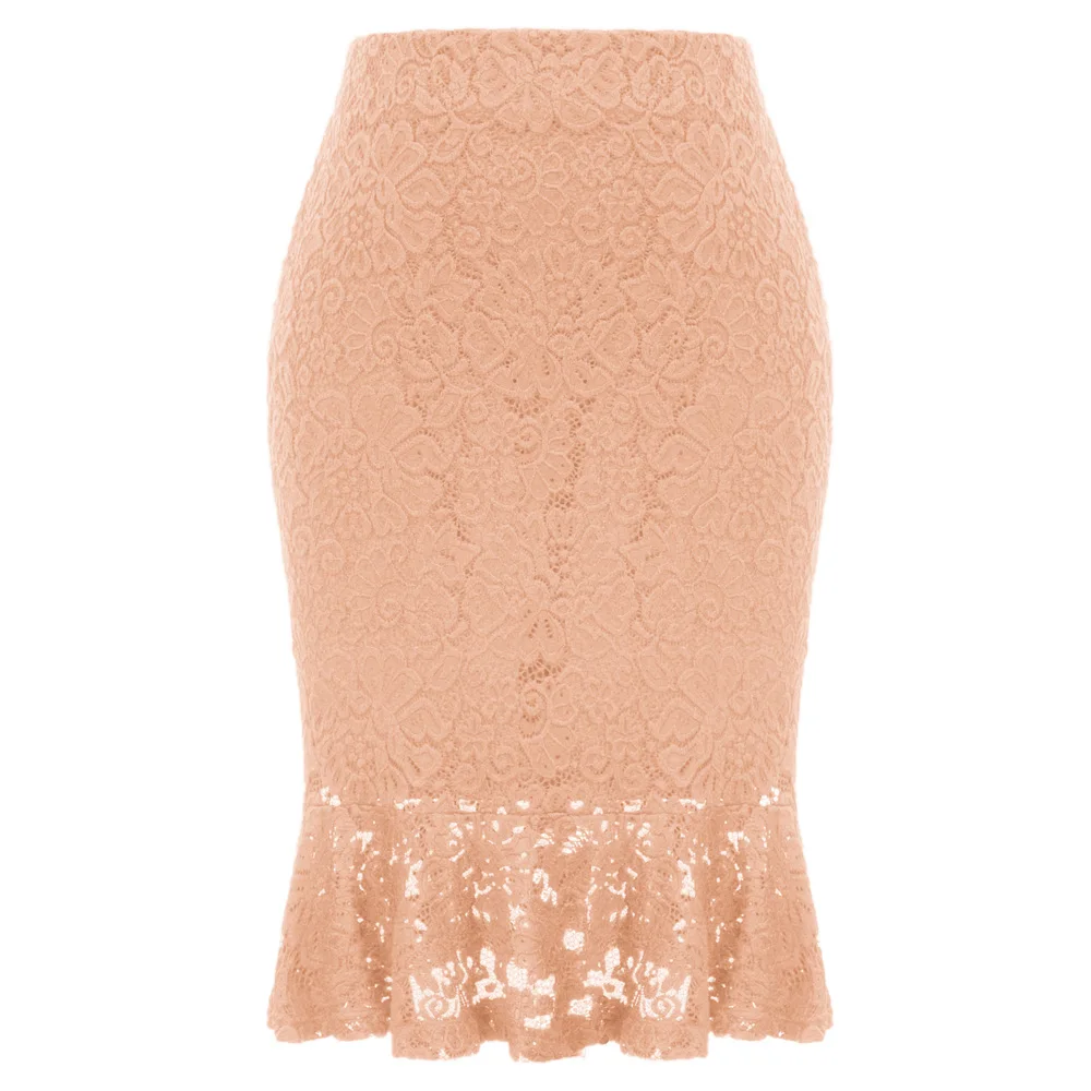 

GK Women's Vintage Retro Floral Lace Hips-Wrapped Bodycon Pencil Mermaid Skirt Hips-wrapped Silhouette Skirt Is A Little Elastic