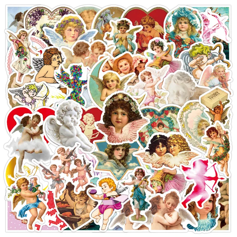 

50Pcs Cupid Cute Little Angel Stickers Laptop Scrapbooking Guiter Motorcycle Suitcase Toys for Children PVC Waterproof Stickers
