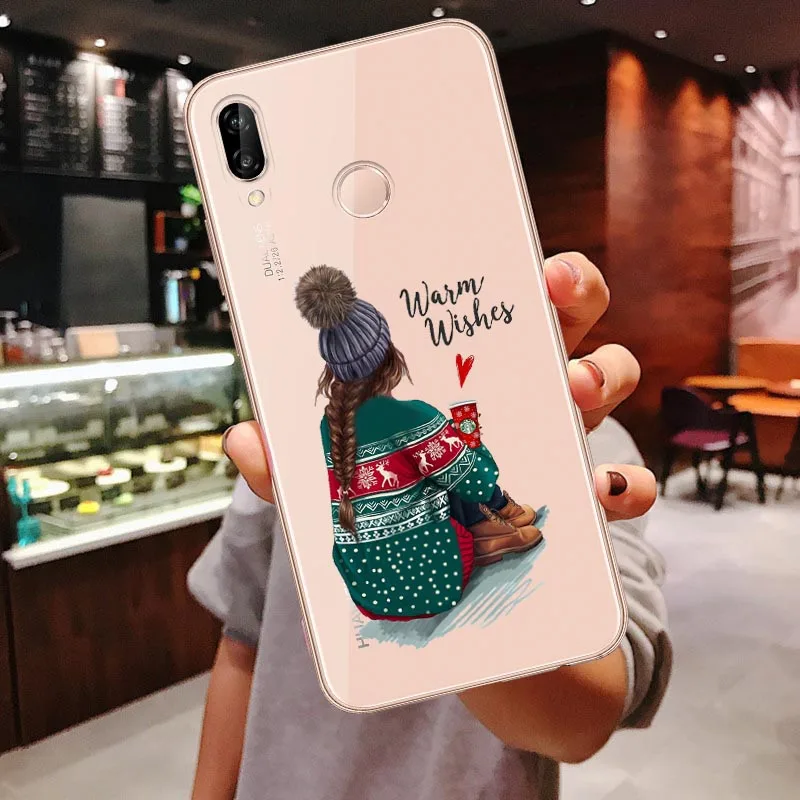TPU Clear Soft Case For Huawei P30 Lite P30 Pro P20 Lite P20Pro Mate 10 20 Pro Mate 20 Lite Black Brown Hair Baby Mom Girl Cover - Цвет: TPU
