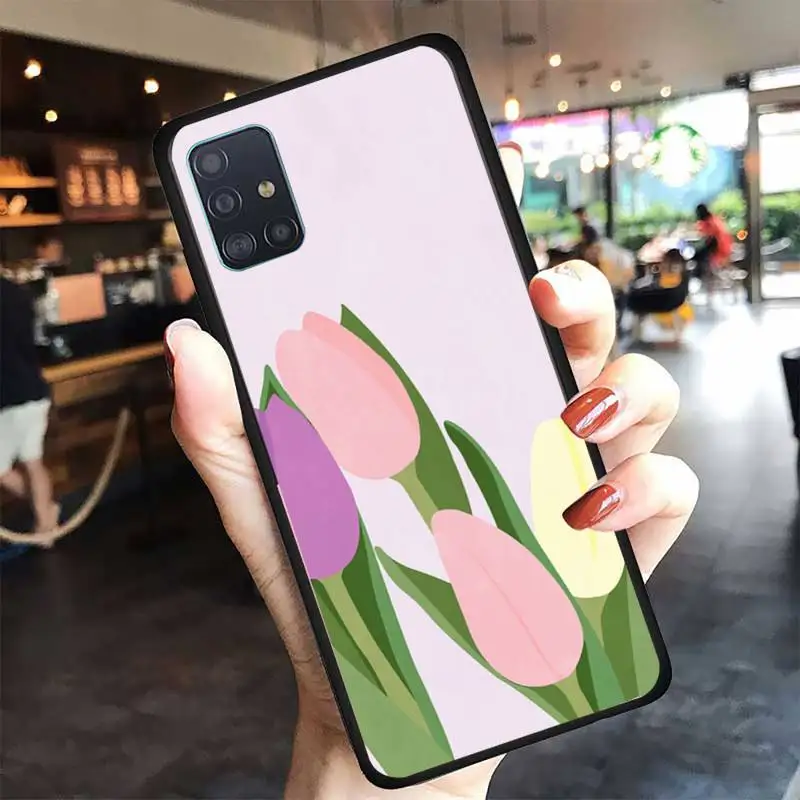 

3D Leather tulip flower pattern Phone Case For Samsung A6 A7 A8 A10 A11 A20 A21 A30 A31 A40 A50 A70 A80 A91 Plus S E Cover