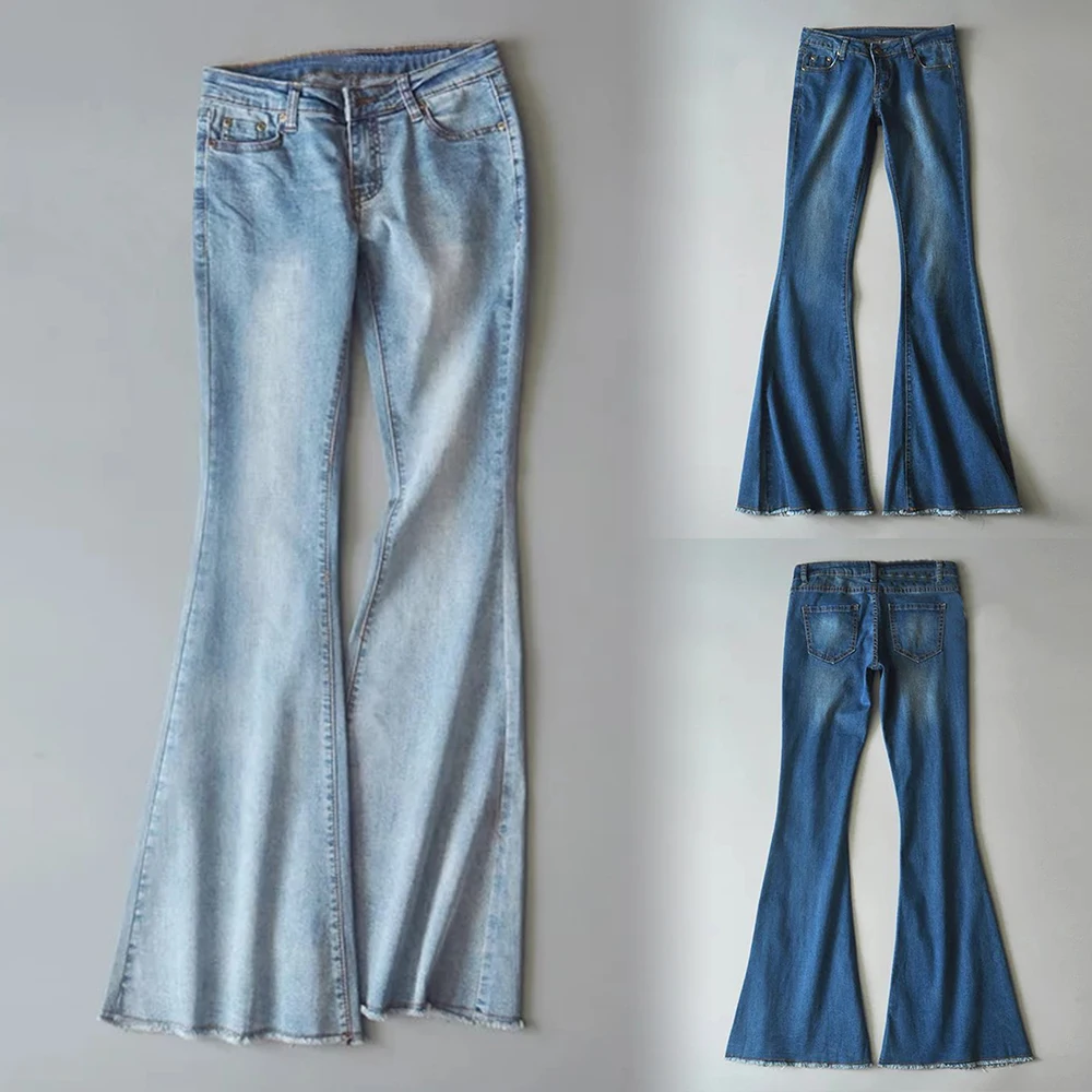 Women Jeans Pants Classic Leisure Hippie Loose Wide Leggings Skinny Autumn Denim All-match Pant Full-length Trendy Trousers