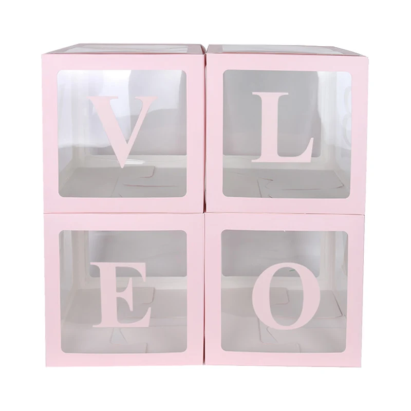 Love Box pink Прозрачная коробка, красочные воздушные шары, заполненные, свадебные украшения, для детского душа, Детские любовные буквы, 1-й день рождения, 1й день рождения, вечеринки - Цвет: Love Box pink