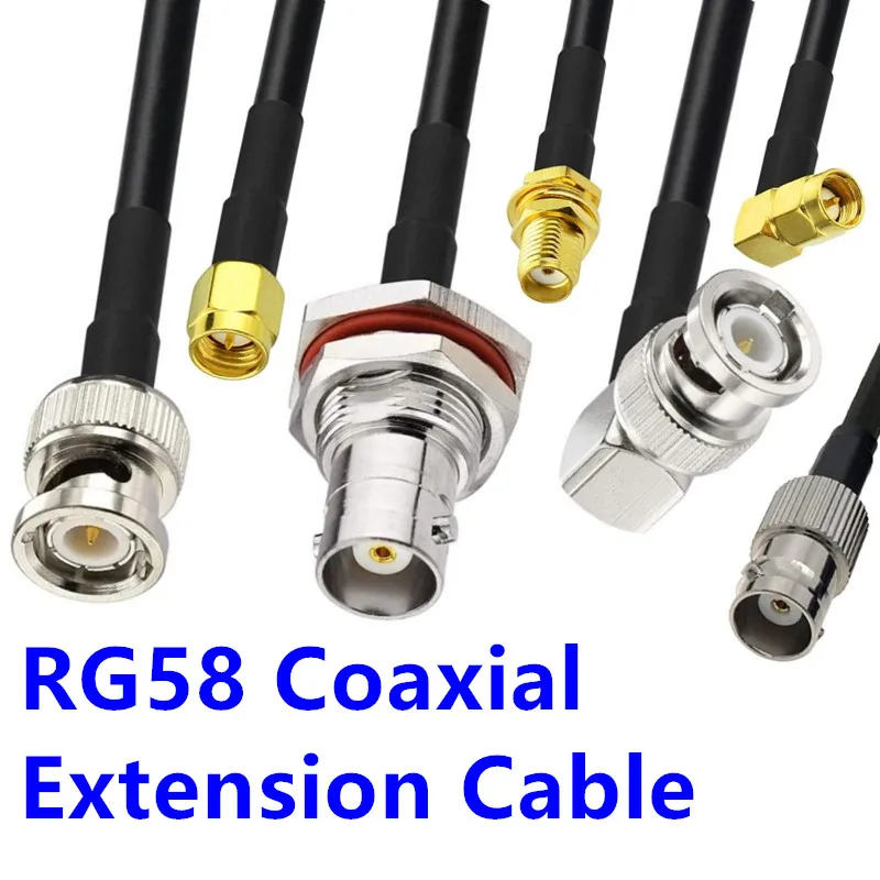 Коннектор JXRF BNC-BNC SMA кабеля в сборе RG58 коаксиальный Удлинительный кабель RF