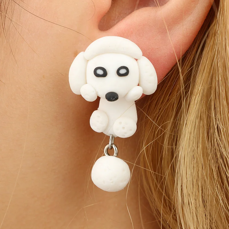 Мягкие керамические серьги ручной работы с животным разрезом креативные