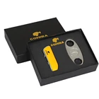 Металлическая зажигалка COHIBA для сигар, карманный Каттер для сигар, с синим пламенфонарь