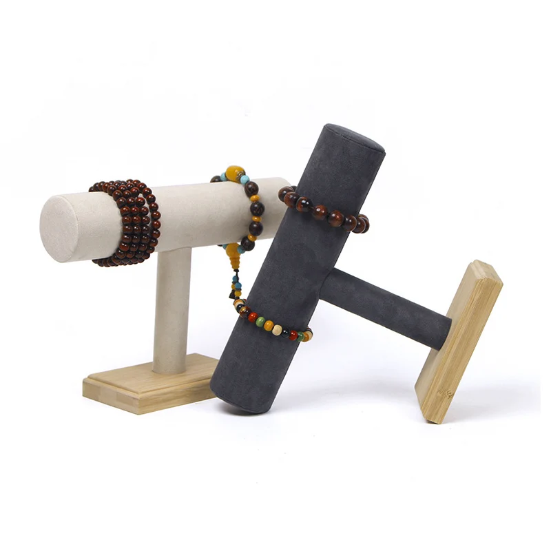 Новый бамбуковый держатель T-Bar для браслетов часов ожерелий ювелирных изделий
