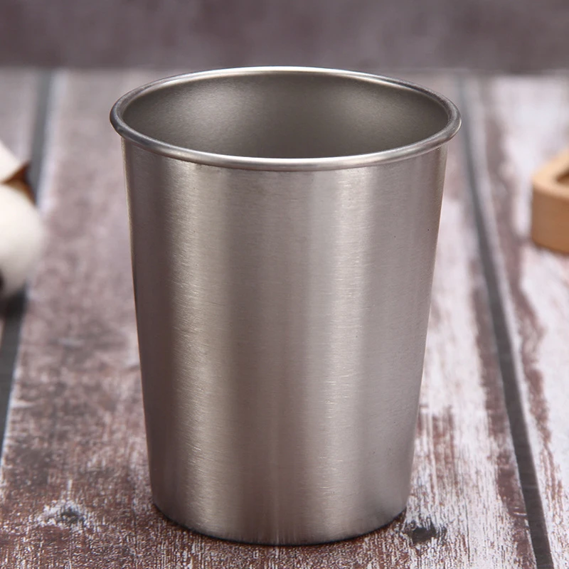 

1Pc 304 Stainless Steel Juice Beer Mugs Single Layer Casual Coffee Cold Drinks Cup Kitchen Drinkware Roll Rim Gargle Water Cup