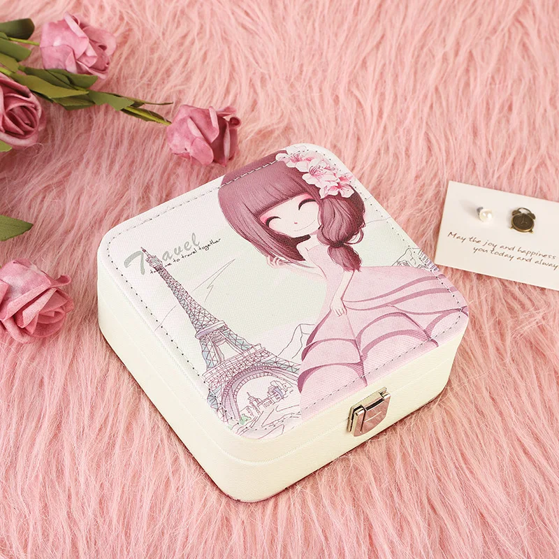 Уличная дорожная простая портативная шкатулка для драгоценностей с зеркалом