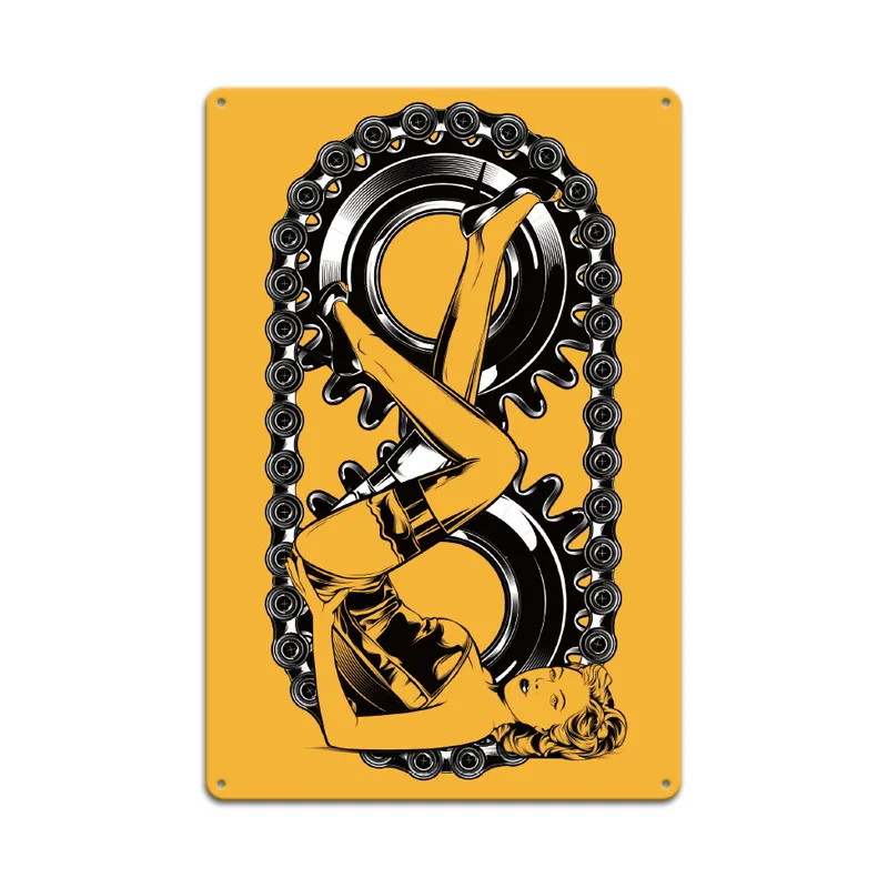 Привлекательные женские знаки в мотоциклетном стиле винтажный настенный плакат