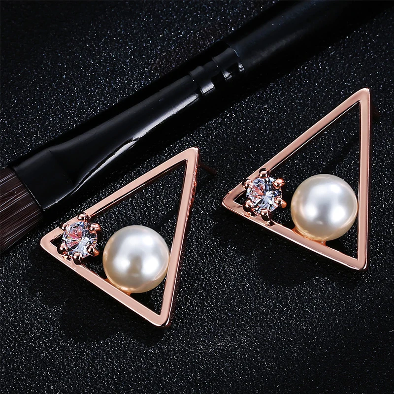 Женские Треугольные Серьги-гвоздики с пресноводным жемчугом | Украшения и