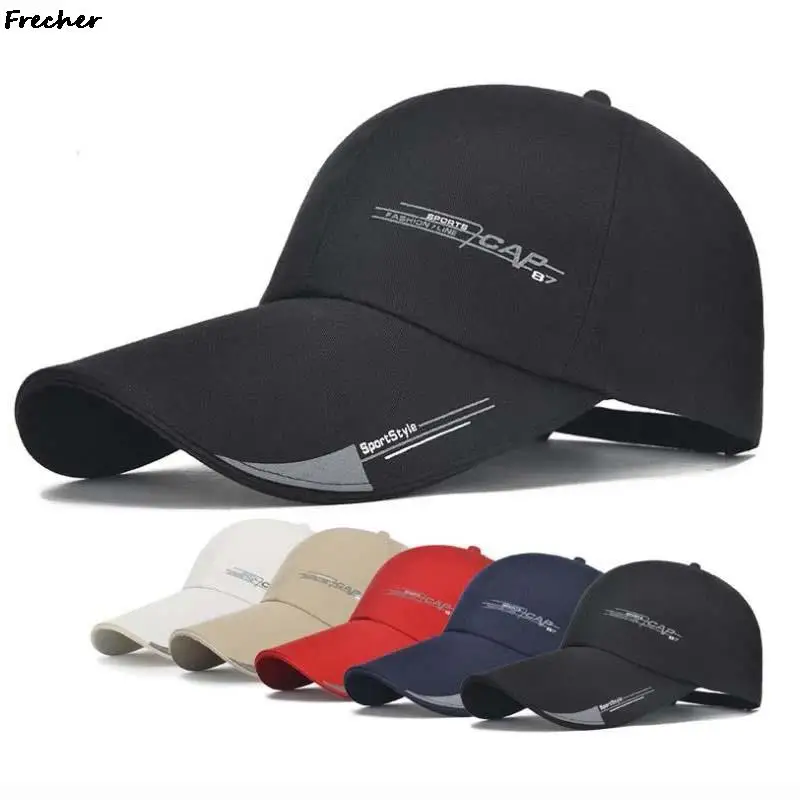 

2021 Sports Cap Mens Hat For Fish Outdoor Fashion Line Baseball Cap Long Visor Brim Shade Snapback Sun Hat Bone Gorras Men Women