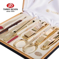 three seven777 luxury nail clippers trimmers kit 14k gold plated earpicknail fileeyebrow clip 9 in 1 nail art tools kits