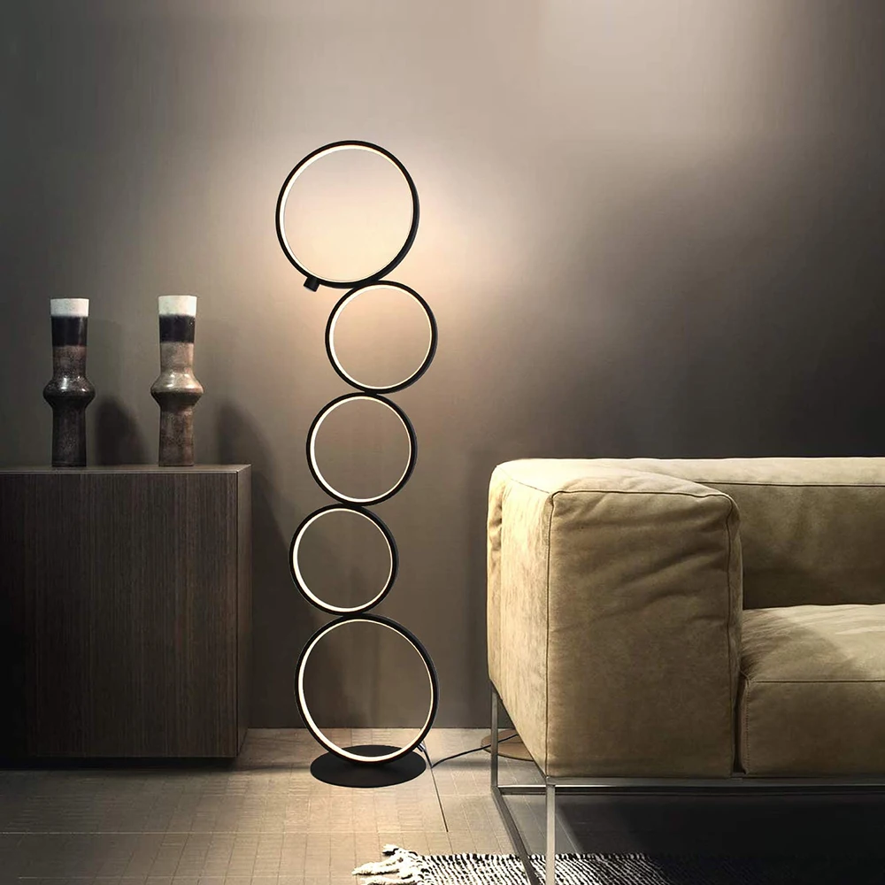 

Nordic LED Floor Lamp Rings Standing Light for Bedroom Decoration Living Room Bedsides Home Touch Switch Floor Lighting Fixtures