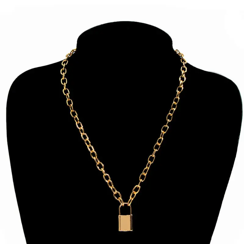 Ожерелье в стиле панк с простой подвеской виде висячего замка для женщин хип хоп