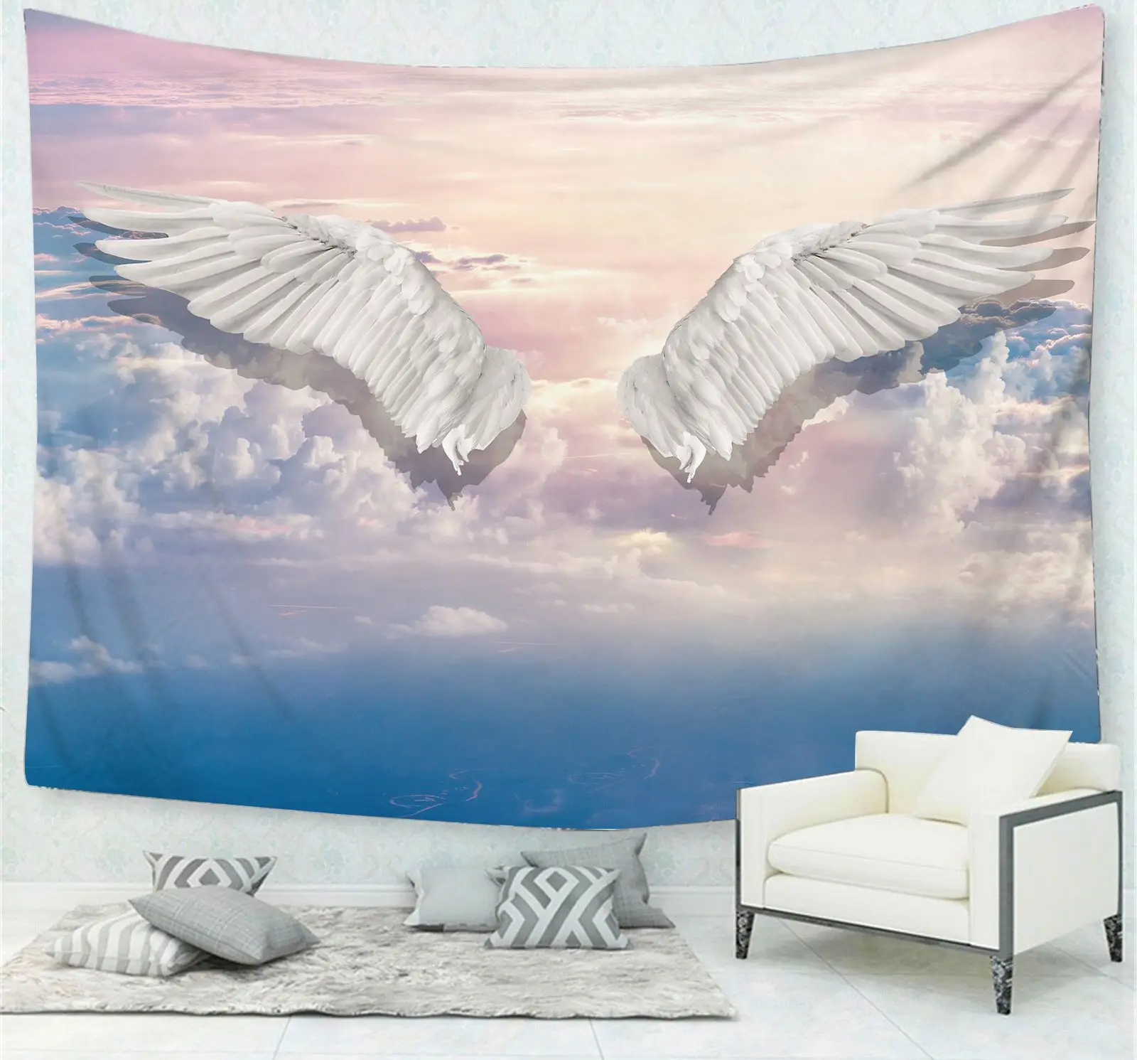 

Blue Star Fantasy Feather Sky 3D Print Wall Tapestry Bedroom Aesthetic Custom Wall Hanging Large Black Cute Tapestry Luxury