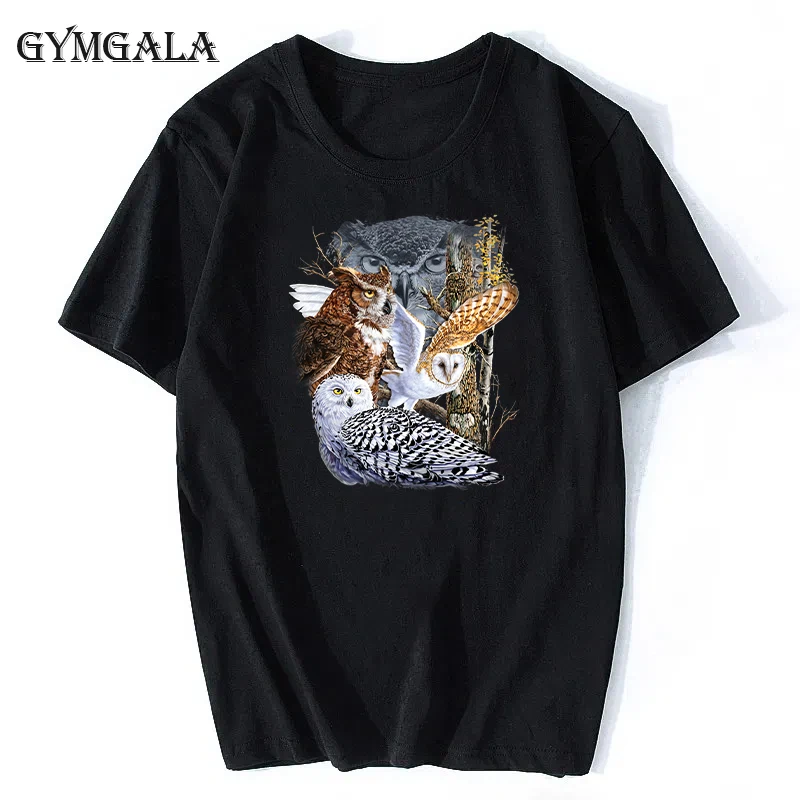 100% хлопок 2020 Новая летняя Модная Повседневная футболка мужская и женская Сова 3D