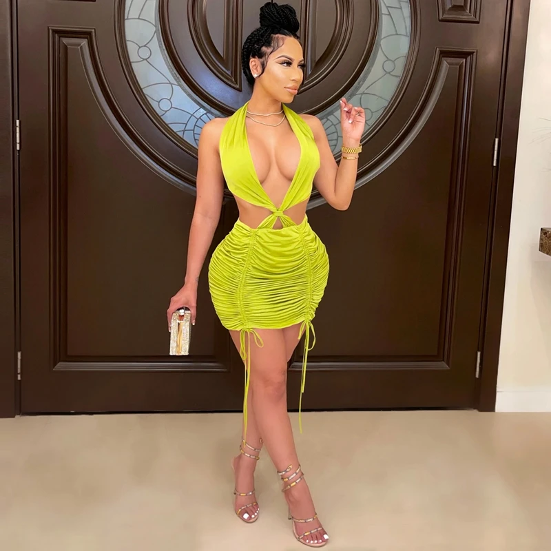 

Женское летнее платье на завязках, с открытой спиной и лямкой на шее