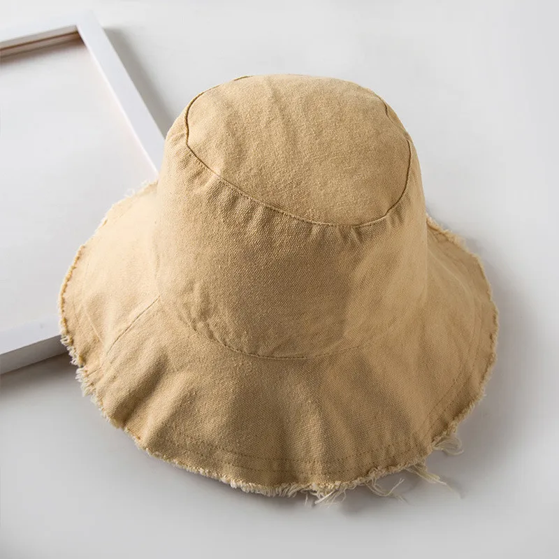 Женская льняная шляпа ведро с бахромой Японская уличная одежда шляпка хараджуку