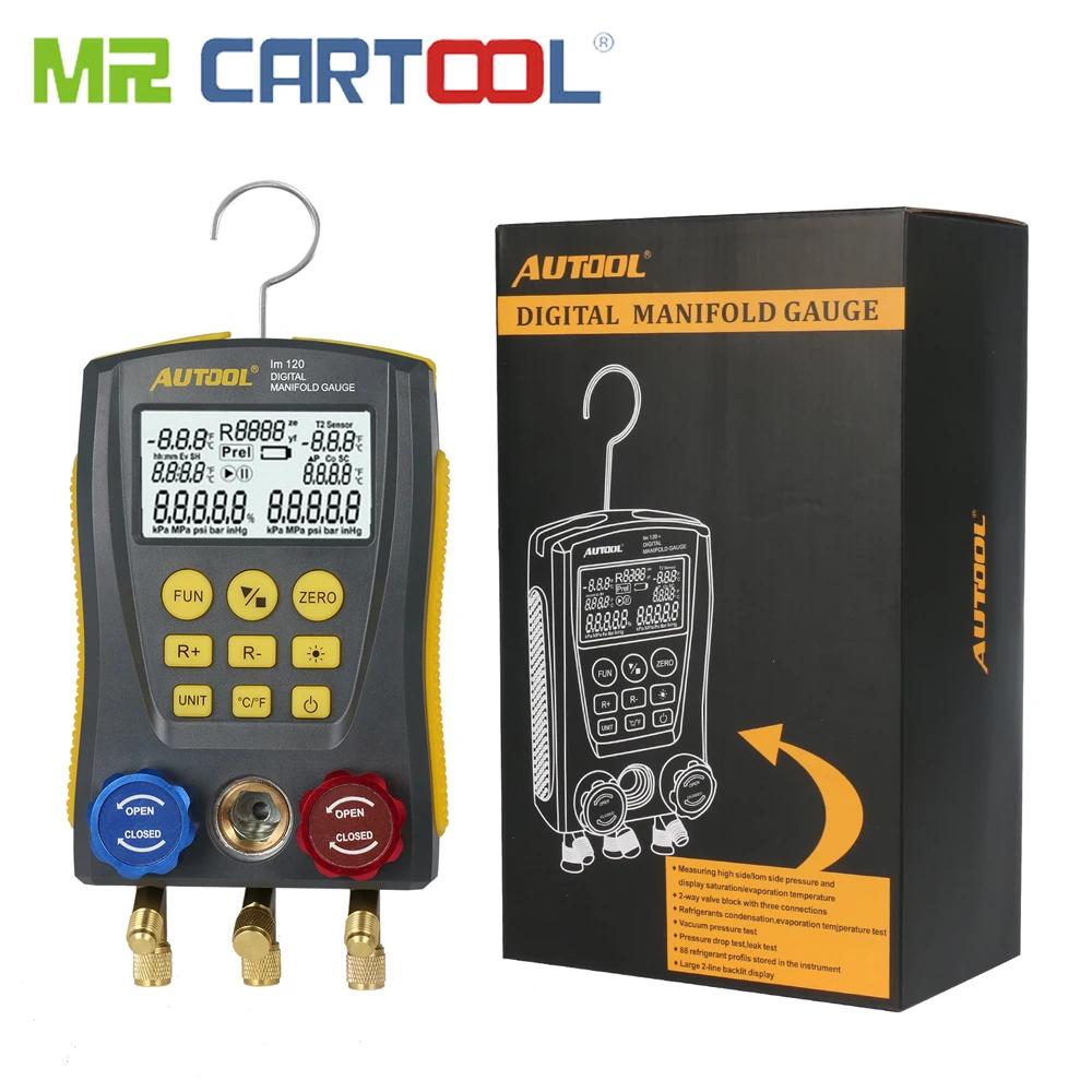 Mr Cartool HVAC вакуумное давление Температурный тест er тест утечки холодильные инструменты цифровой манометр метр зажим трубки - Цвет: Красный