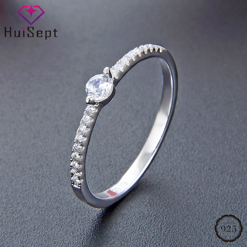 

HuiSept Rings 925 Silver Jewelry with Zircon Gemstone Luxury Sterling Finger Ring for Women Wedding Promise Party Gift Wholesale