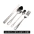 Pointed steak knife   main meal spoon   dessert spoon spoon   dinner fork