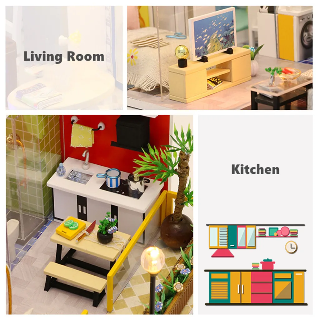 

3D Wooden DIY Miniature Dollhouse Life Decorate Creative Crafts Gifts 10ML Kids Play house toys juguetes