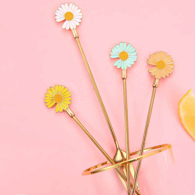 

Small Daisy Stirring Rod Fishtail Stirring Spoon Cherry Blossom Petal Stainless Steel Stirring Rod Coffee Spoon Draining Stick