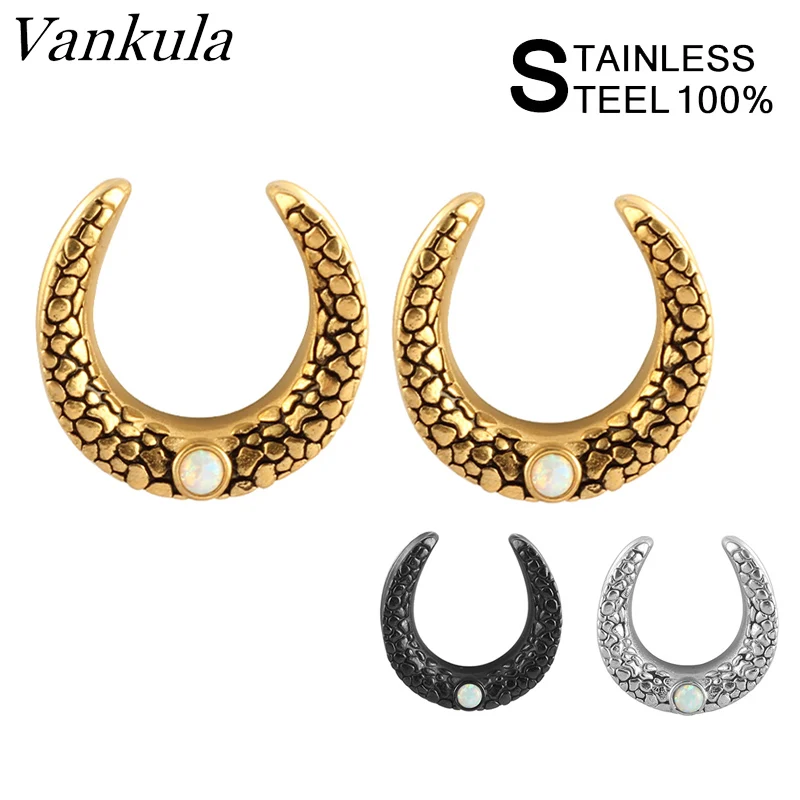Vankula новейшее седло ушные заглушки туннели с опалом серьги растяжки для ушей