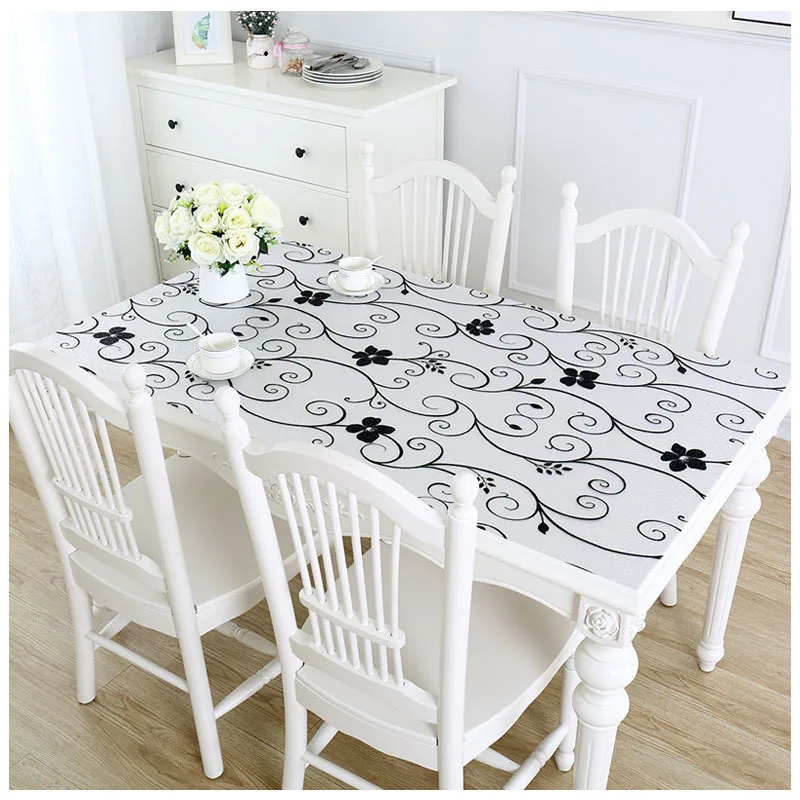

PVC Tablecloth Waterproof Tablecloth Floral Clear Rectangular Anti-oil Proof Table Cover Mat Coffee Table Cloth Customizable