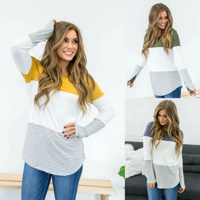 Повседневные полосатые женские Топы с длинным рукавом для беременных топы