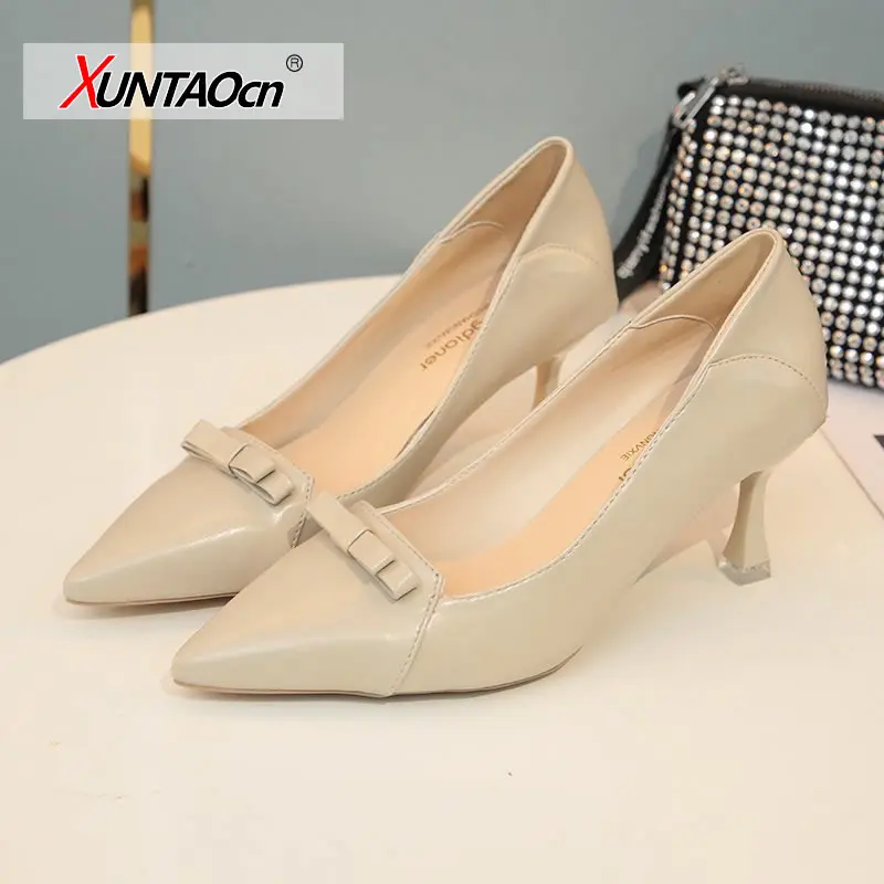 

2020 New Designers Popular Women Pumps Solid Pointed Toe Wedding Shoes Spring Autumn Elegant Offical Ladies Shoes Trendy