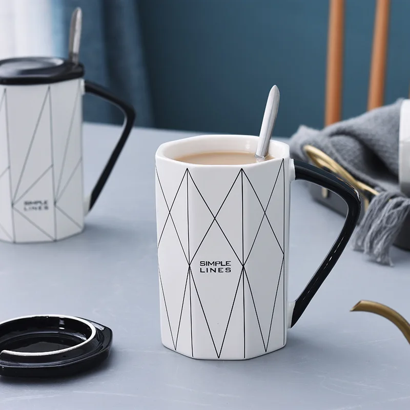 Креативные высококачественные керамические кофейные кружки с геометрическим
