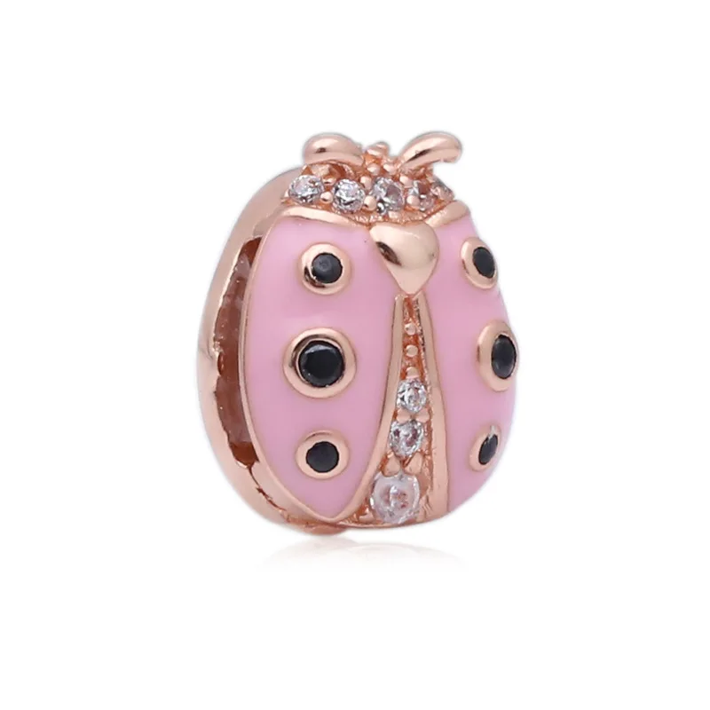 Подлинные 925 пробы серебряные амулеты на зажимах, подходят к оригиналу Pandora браслет reflexions, подарок для ювелирных изделий DIY - Окраска металла: Покрытие из розового золота