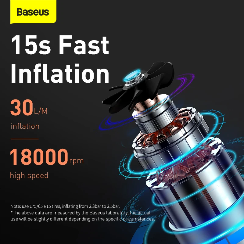Baseus автомобильный насос 12V умный электрический воздушный 150 PSI светодиодный