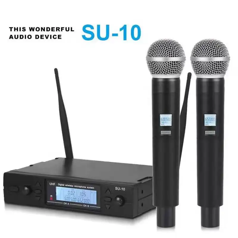 

UHF Professional SU-10 Dual Wireless Microphone System stage performances a two wireless microphone