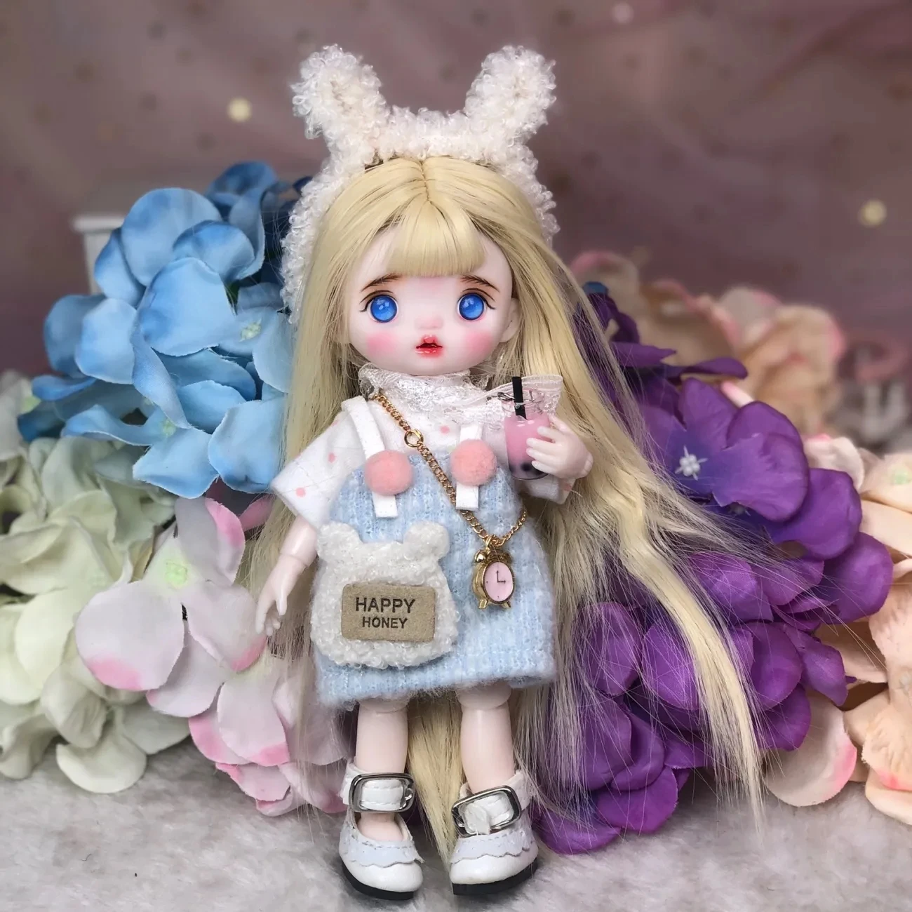 

16 см мохер BJD кукла 13 подвижные суставы с голубыми глазами DIY Bjd Изменяемая парик для шарнирной куклы игрушки ручной работы составляют игрушки подарки для девочек игрушка