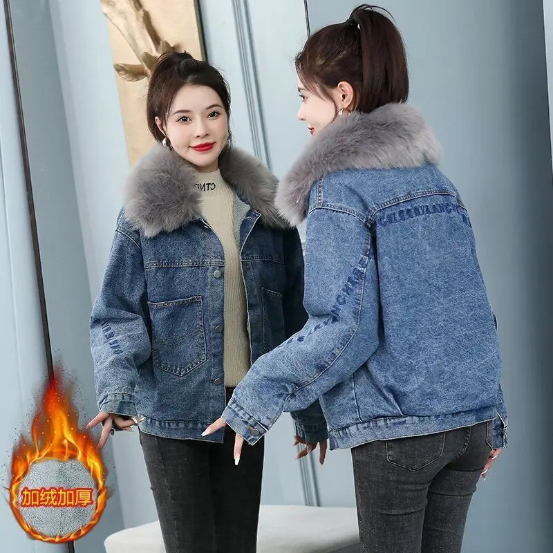 

2022 New Warm Autumn Winter Jacket Women Autumn Hooded Coat Female Jeans Denim Jackets Basic Ladies Top Women's Denim Jacket