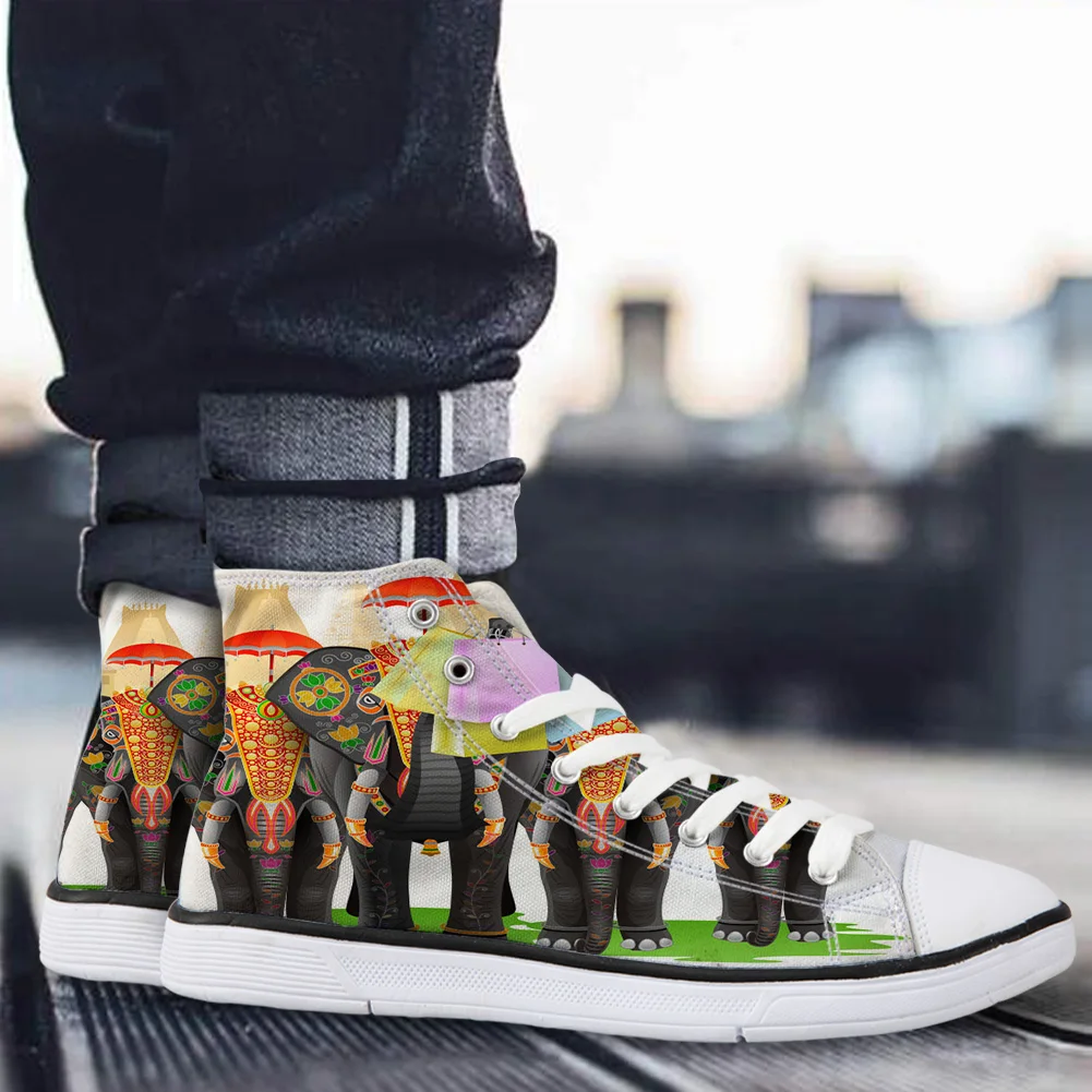 WHEREISART/Женская парусиновая обувь Африка Индийский Слон высокая флэтс унисекс