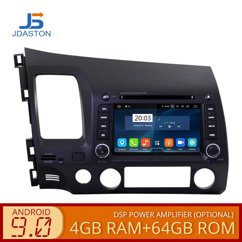 JDASTON Android 9,0 автомобильный dvd-плеер для HONDA CIVIC 2 Din Автомобильный радио мультимедиа gps навигация Авто аудио стерео wifi 8 ядер 4+ 64