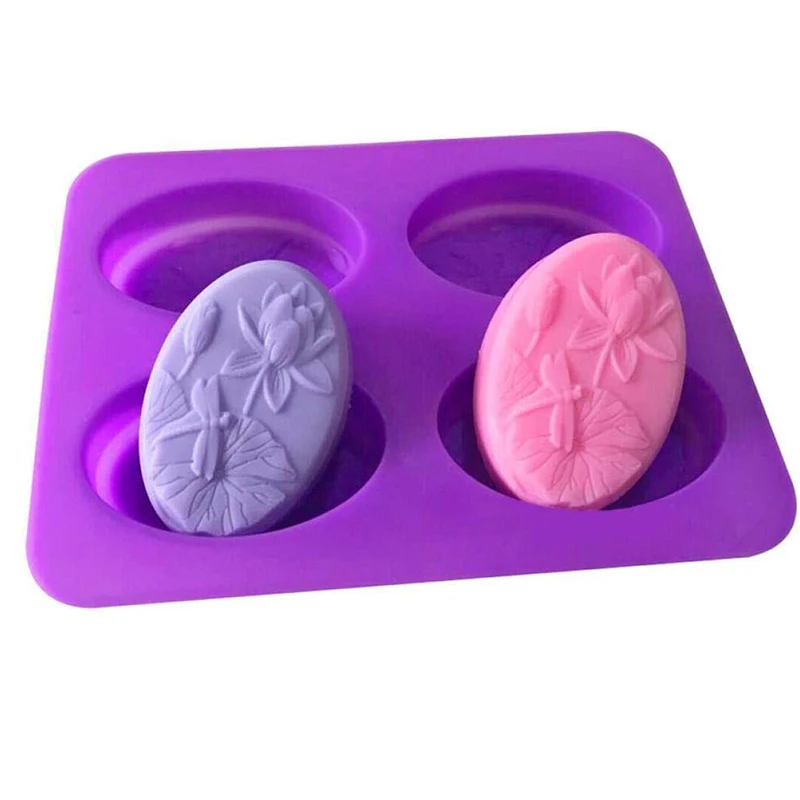 

Dragonfly Lotus Flower Soap Mold Oval Silicone Mold For Cake Pudding Jelly Soap Cold Process Making Supply Heavy Duty