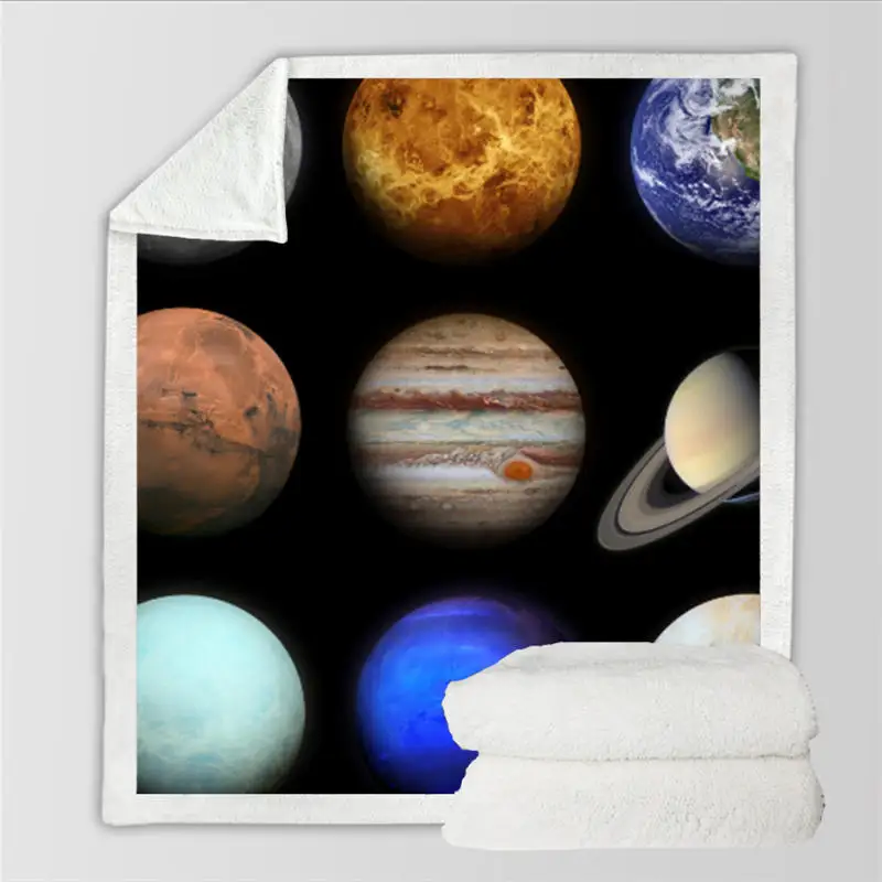 Массивное трикотажное одеяло 3D цвет планета напечатаны хлопок бархат диван
