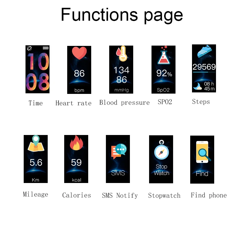 Смарт часы унисекс с пульсометром и тонометром водостойкие|Смарт-браслеты| |