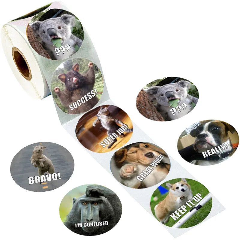 

500 pcs/pack animals funny sticker teacher reward stickers school student encouragement words for children toy sticker