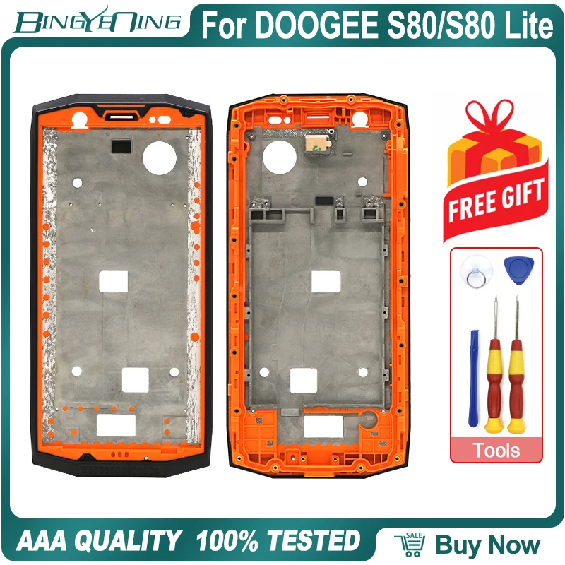 Высококачественная новая Оригинальная передняя рамка для DOOGEE S80/S80 Lite, передняя крышка корпуса, чехол, запасные части для ремонта