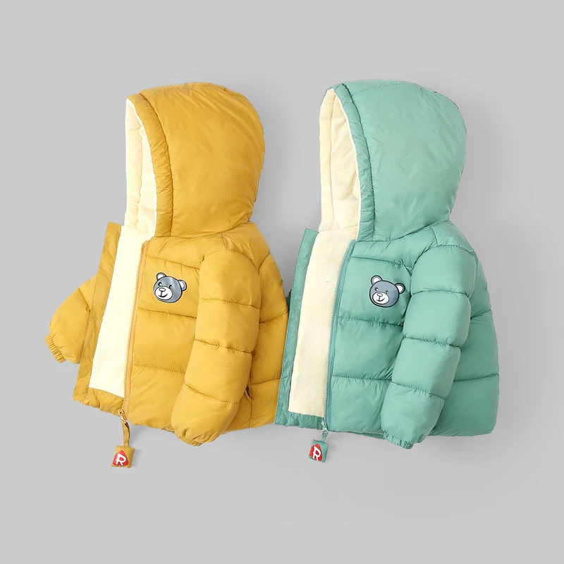 

Kids Cotton Clothing Thickened Down Jacket Baby Winter Warm Clothes Kids Autumn Zipper Clothing With Hooded Girls Boys Outwear