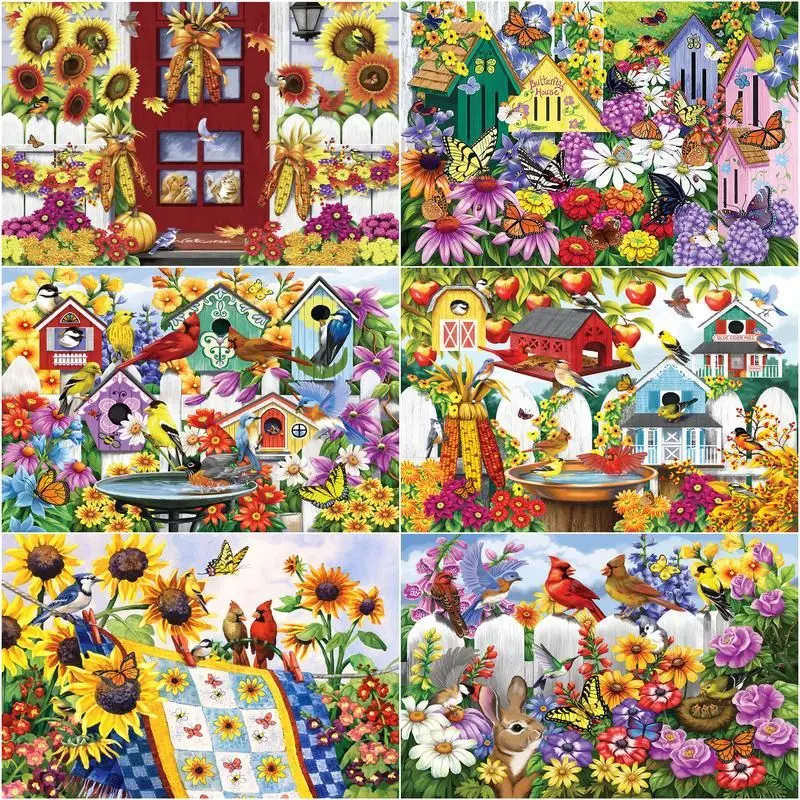 

CHENISTORY Paint By Number Sunflower Drawing On Canvas Gift Diy Pictures By Numbers Bird Kits Hand Painted Painting Art Home De